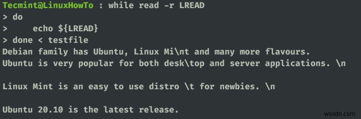 Các cách khác nhau để đọc tệp trong Bash Script bằng While Loop 