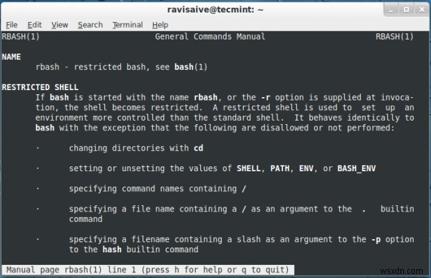 rbash - Giải thích về Bash Shell bị hạn chế với các ví dụ thực tế 