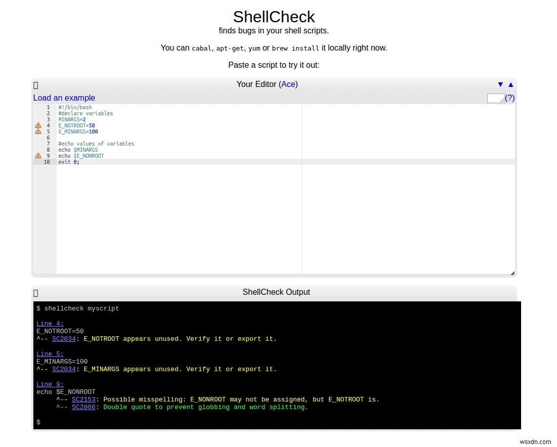 ShellCheck - Một Công cụ Hiển thị Cảnh báo và Đề xuất cho Tập lệnh Shell 