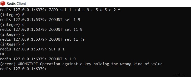 Redis ZCOUNT - Cách lấy Số phần tử của tập hợp được sắp xếp theo phạm vi điểm 