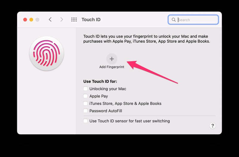 Cách bật Touch ID trên MacBook Pro