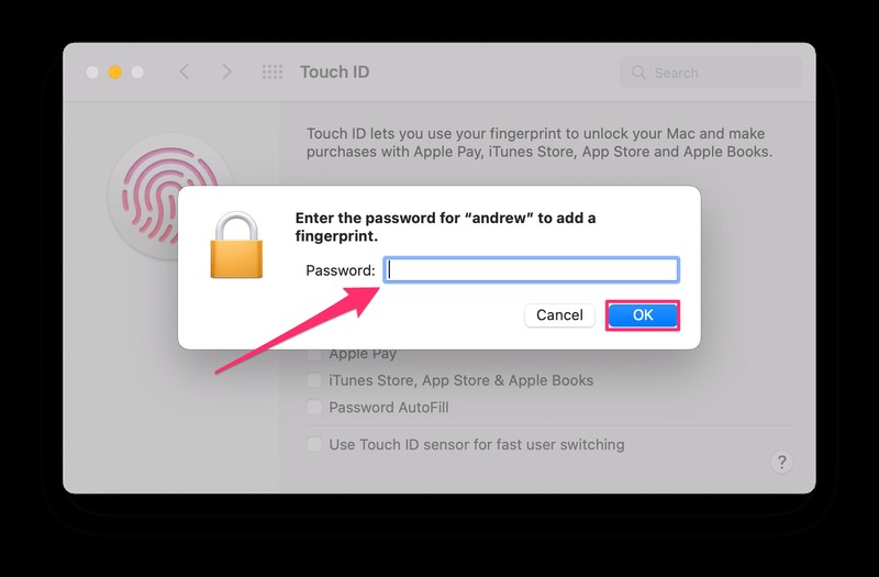 Cách bật Touch ID trên MacBook Pro