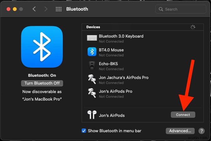 Cách kết nối tai nghe Bluetooth với MacBook Pro