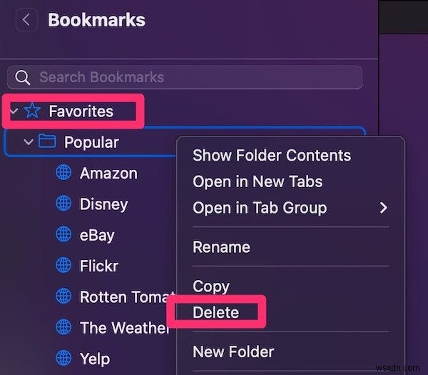 Cách xóa dấu trang trên Mac (Safari, Chrome, Firefox)