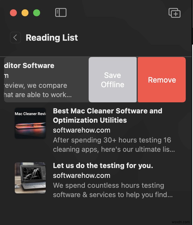 Cách xóa danh sách đọc Safari trên Macbook Pro