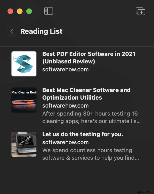 Cách xóa danh sách đọc Safari trên Macbook Pro