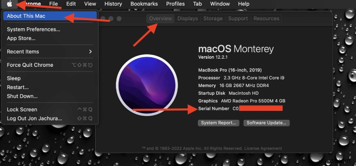5 cách tìm số sê-ri MacBook Pro