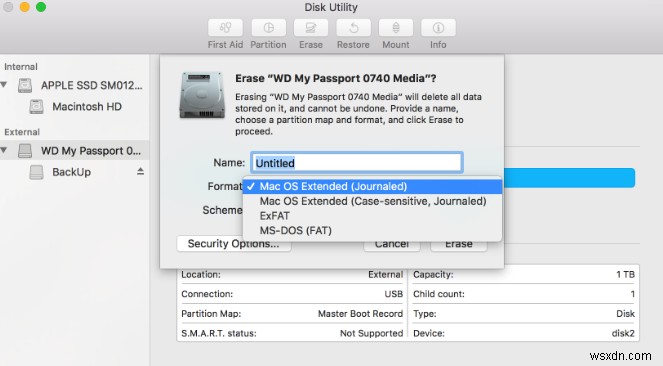 WD Passport không hiển thị trong Finder, Desktop và Disk Utility, Cách khắc phục?