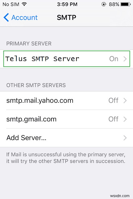 Không thể gửi email từ tài khoản email telus.net hoặc telusplanet.net trên iPhone, iPad hoặc Mac