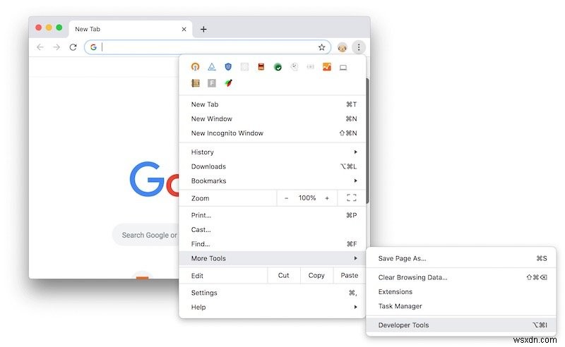 Cách kiểm tra phần tử trong Chrome, Safari và Firefox trên Mac 