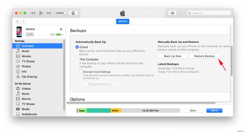 Cách khôi phục bản sao lưu iTunes đã xóa trên máy Mac và khôi phục nó