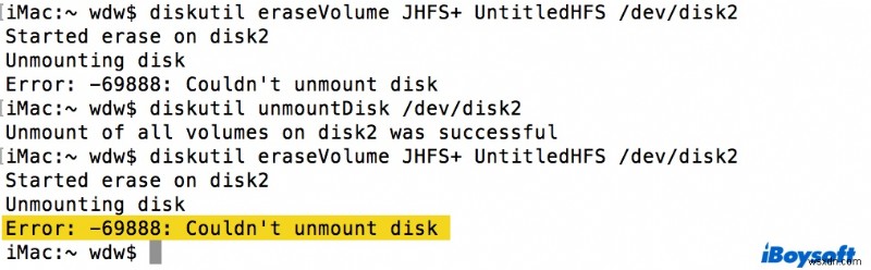 Sửa lỗi Mac không thể tháo đĩa 69888 trên đĩa trong và ngoài
