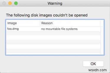 Sửa lỗi Không có hệ thống tệp có thể gắn trên Mac