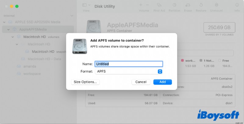 [Hướng dẫn] Cách thêm khối lượng APFS vào vùng chứa trên máy Mac