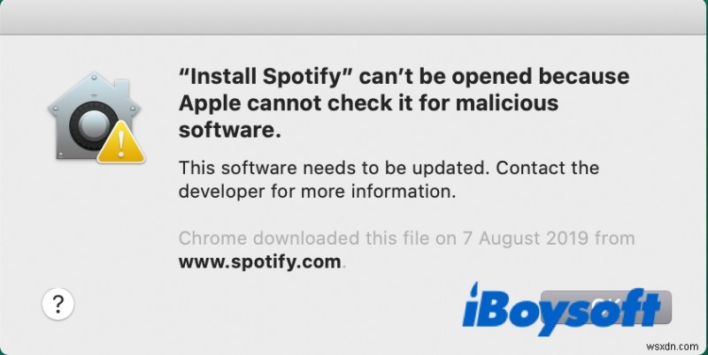 Không thể mở được vì Apple không thể kiểm tra phần mềm độc hại