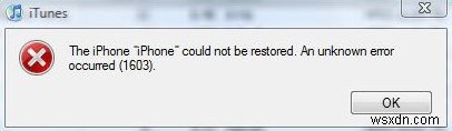 1603 iTunes Error Fix - Cách sửa lỗi khi khôi phục iPod / iPhone 