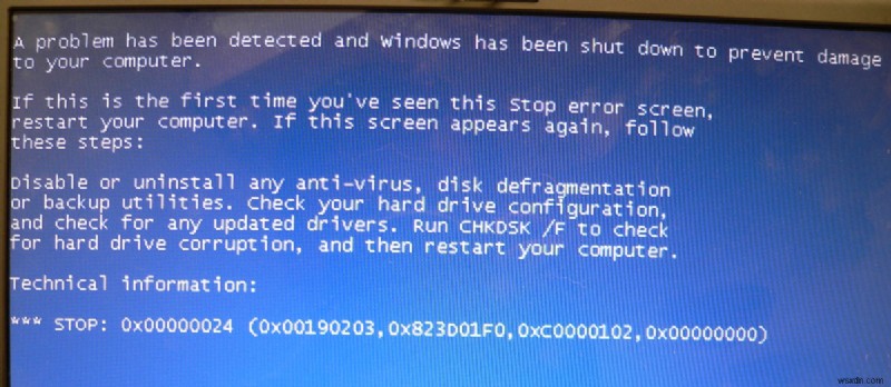 Cách khắc phục lỗi màn hình xanh của Windows  0x00000024 
