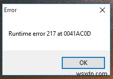 Lỗi thời gian chạy 217 trên Windows 10:Hướng dẫn sửa chữa hoàn chỉnh