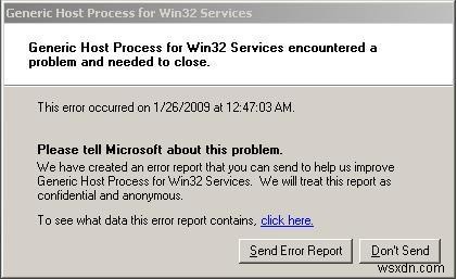 Khắc phục đối với quy trình máy chủ lưu trữ chung cho lỗi dịch vụ Win32 