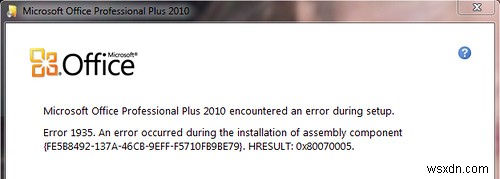 Cách giải quyết lỗi Microsoft Office 2010 1935