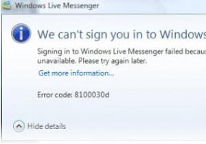 8100030d Lỗi Windows Live Messenger - Sửa
