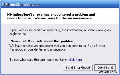 Nmindexstoresvr.exe Hướng dẫn sửa lỗi