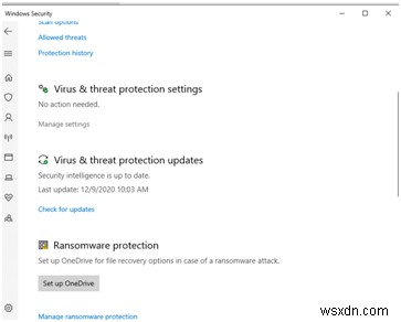 Khắc phục tính năng bảo vệ chống vi-rút và mối đe dọa không hoạt động trong windows 10