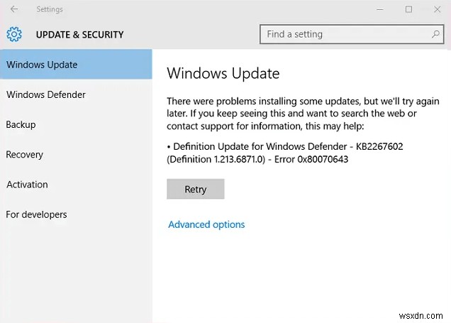 0x80070643 - Lỗi cập nhật trong Windows 10. Năm cách để sửa
