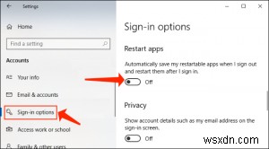 Ngăn Windows 10 khởi động lại ứng dụng sau khi tắt hoặc bật PC của bạn