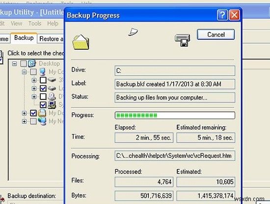 Cách sao lưu tệp trong Windows XP