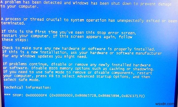 Cách dễ dàng sửa lỗi BSOD Stop 0x000000f4