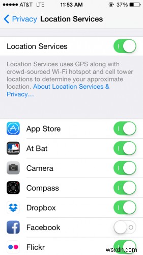 Giữ cho một số ứng dụng iOS nhất định không sử dụng vị trí của bạn