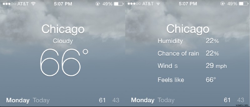 Mẹo nhanh:Truy cập thông tin thời tiết bổ sung trong iOS 7