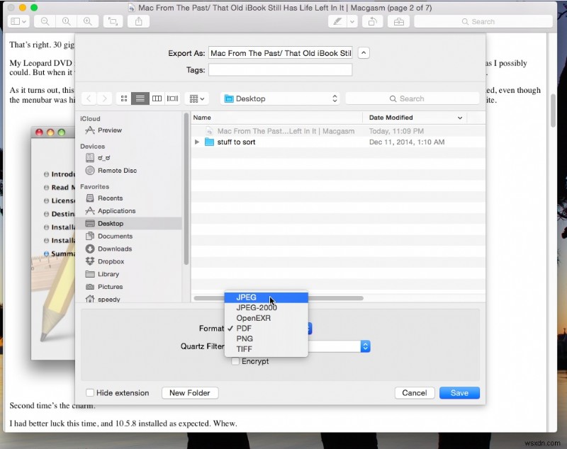 31 ngày sử dụng OS X Mẹo:Chuyển đổi trang PDF thành tệp PNG hoặc JPEG