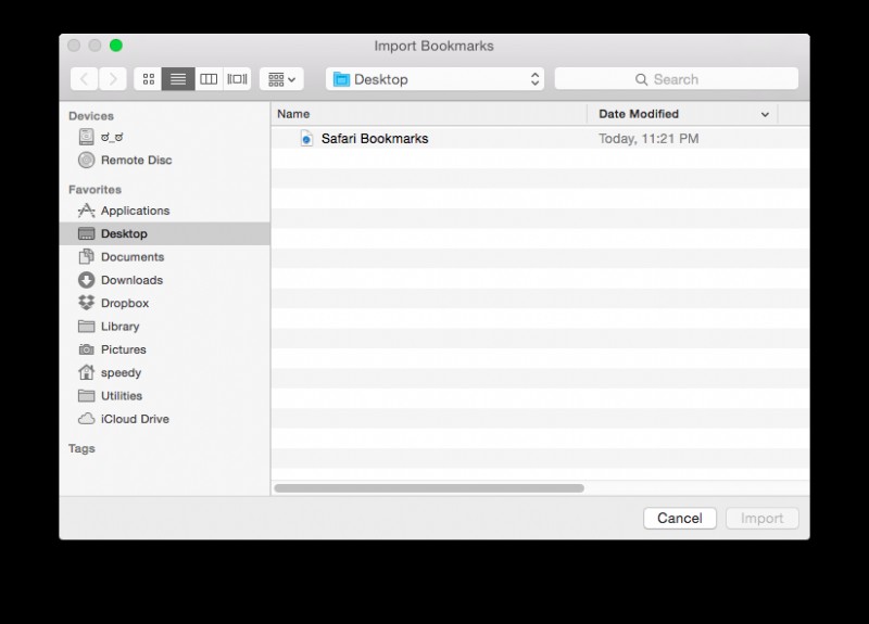 31 ngày sử dụng OS X Mẹo:Di chuyển dấu trang từ trình duyệt khác vào Safari