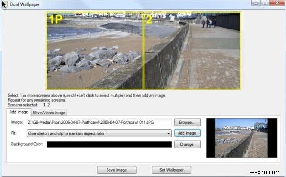 Thiết lập các hình nền khác nhau cho màn hình kép trong Windows 7 