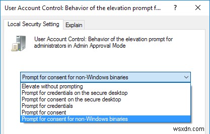 Thay đổi cách Windows nhắc nhở cho Chế độ phê duyệt của quản trị viên 