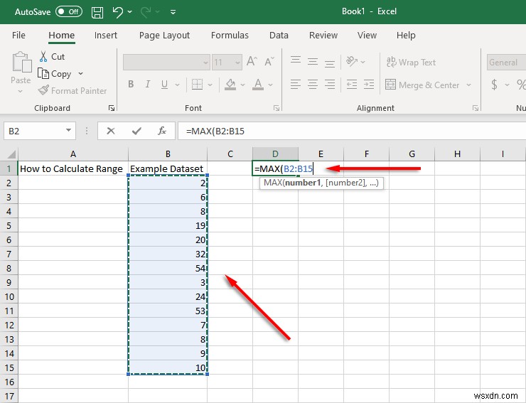 Cách tìm và tính phạm vi trong Excel