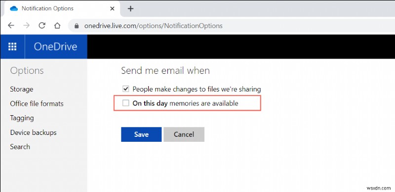 Cách tải OneDrive để ngừng gửi kỷ niệm qua email