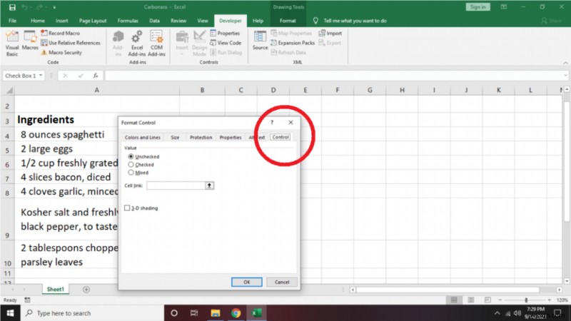 Cách tạo danh sách kiểm tra trong Excel