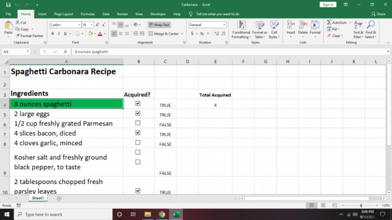 Cách tạo danh sách kiểm tra trong Excel