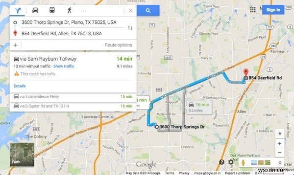 Thêm chỉ đường lái xe của Google Maps vào trang web của bạn