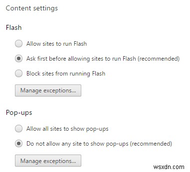Cách bật Flash trong Chrome cho các trang web cụ thể