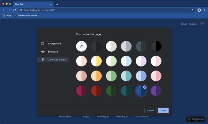 Cách thay đổi nền trong Google Chrome