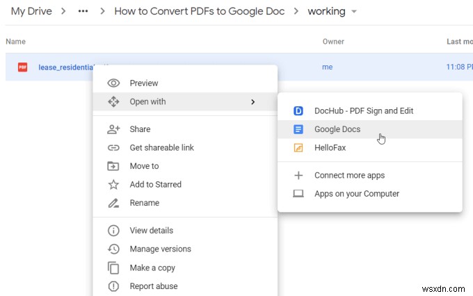 Cách chuyển đổi định dạng PDF sang Google Documents
