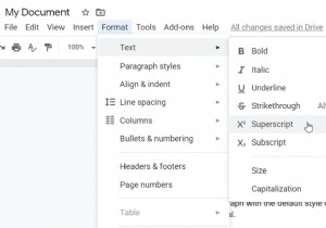 Cách thực hiện Subscript &Superscript trong Google Documents
