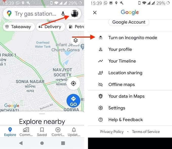 Cách sử dụng Chế độ ẩn danh của Google Maps trên thiết bị Android