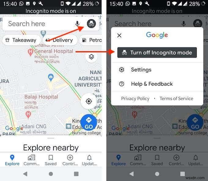 Cách sử dụng Chế độ ẩn danh của Google Maps trên thiết bị Android