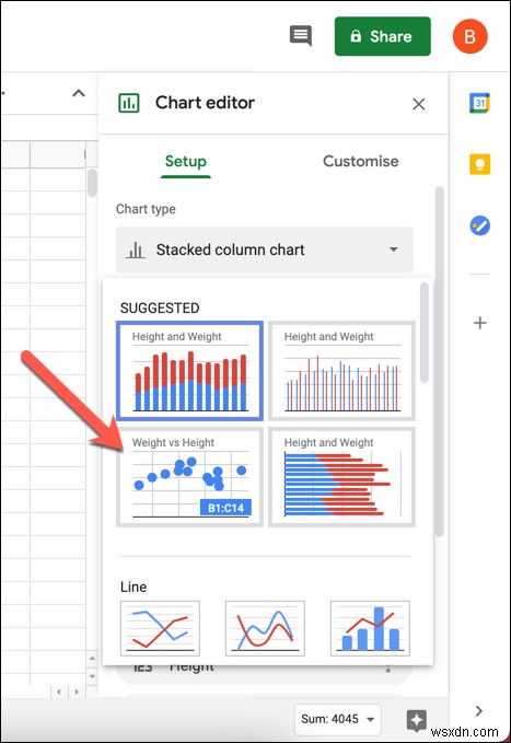 Cách tạo biểu đồ phân tán trong Google Trang tính