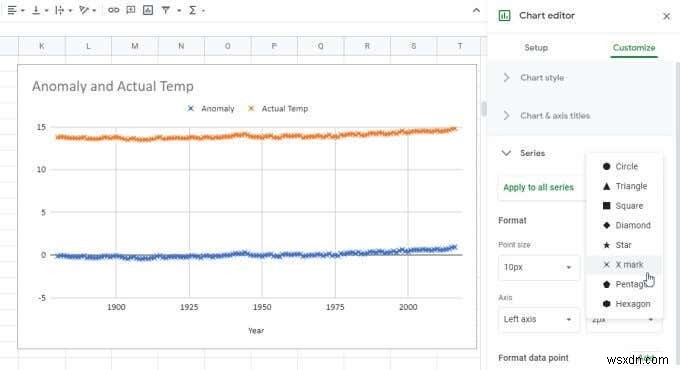 Cách tạo biểu đồ đường trong Google Trang tính